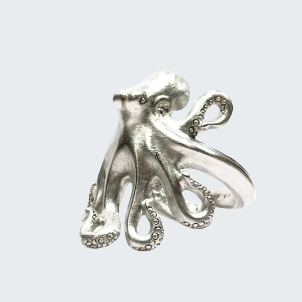Adjustable Octopus Ring Sterling Silver