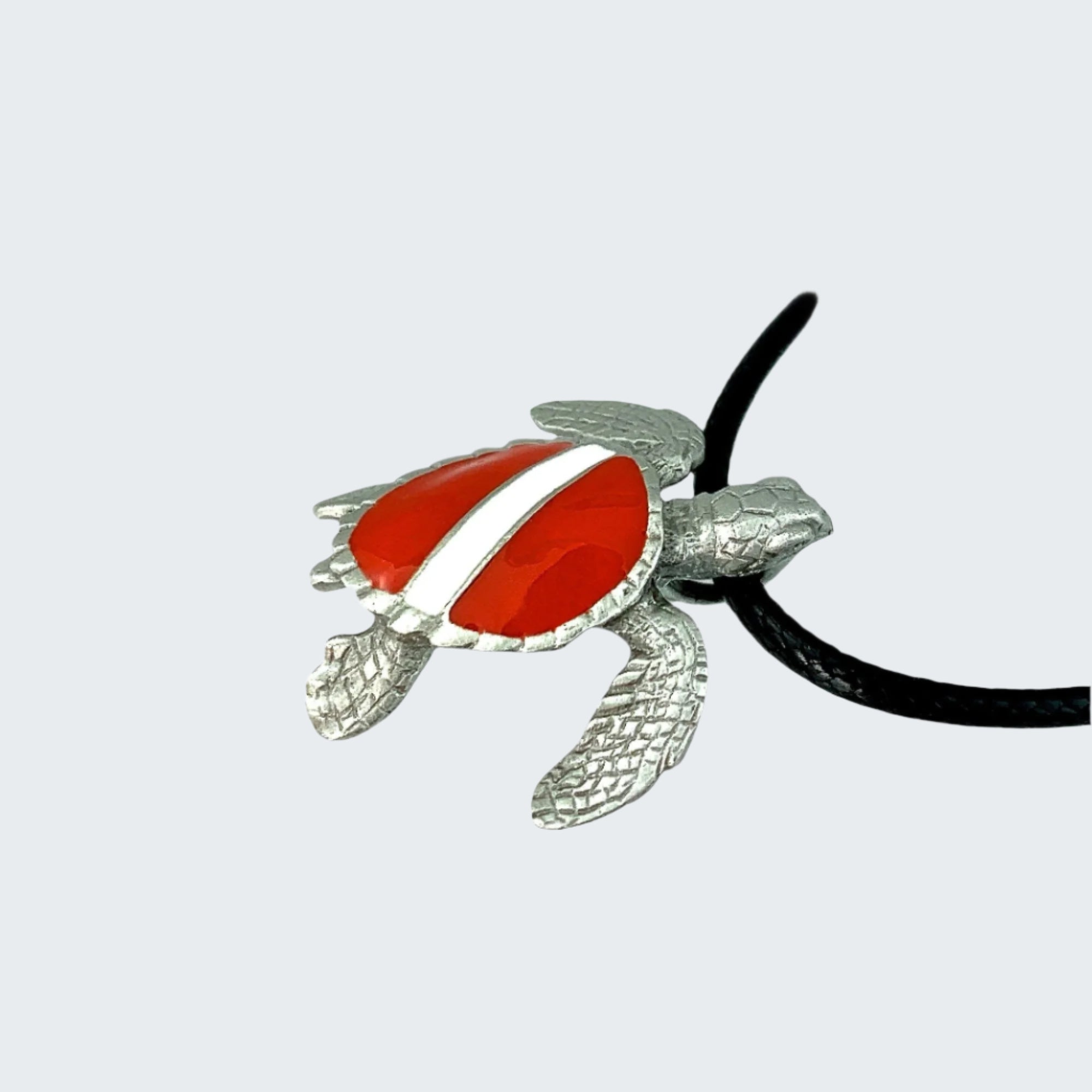 Sea Turtle Necklace Pendant with Dive Flag