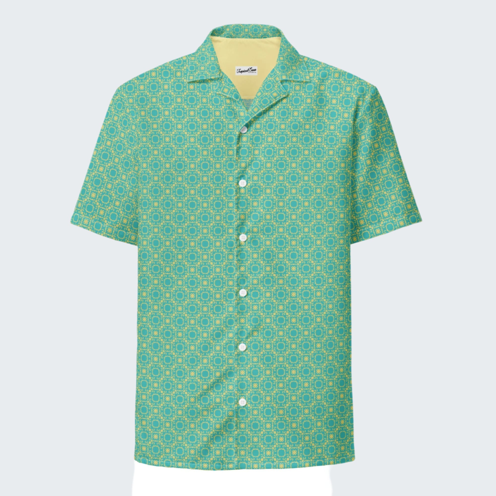 Palm Frond Prism Button Down Hawaiian Shirt