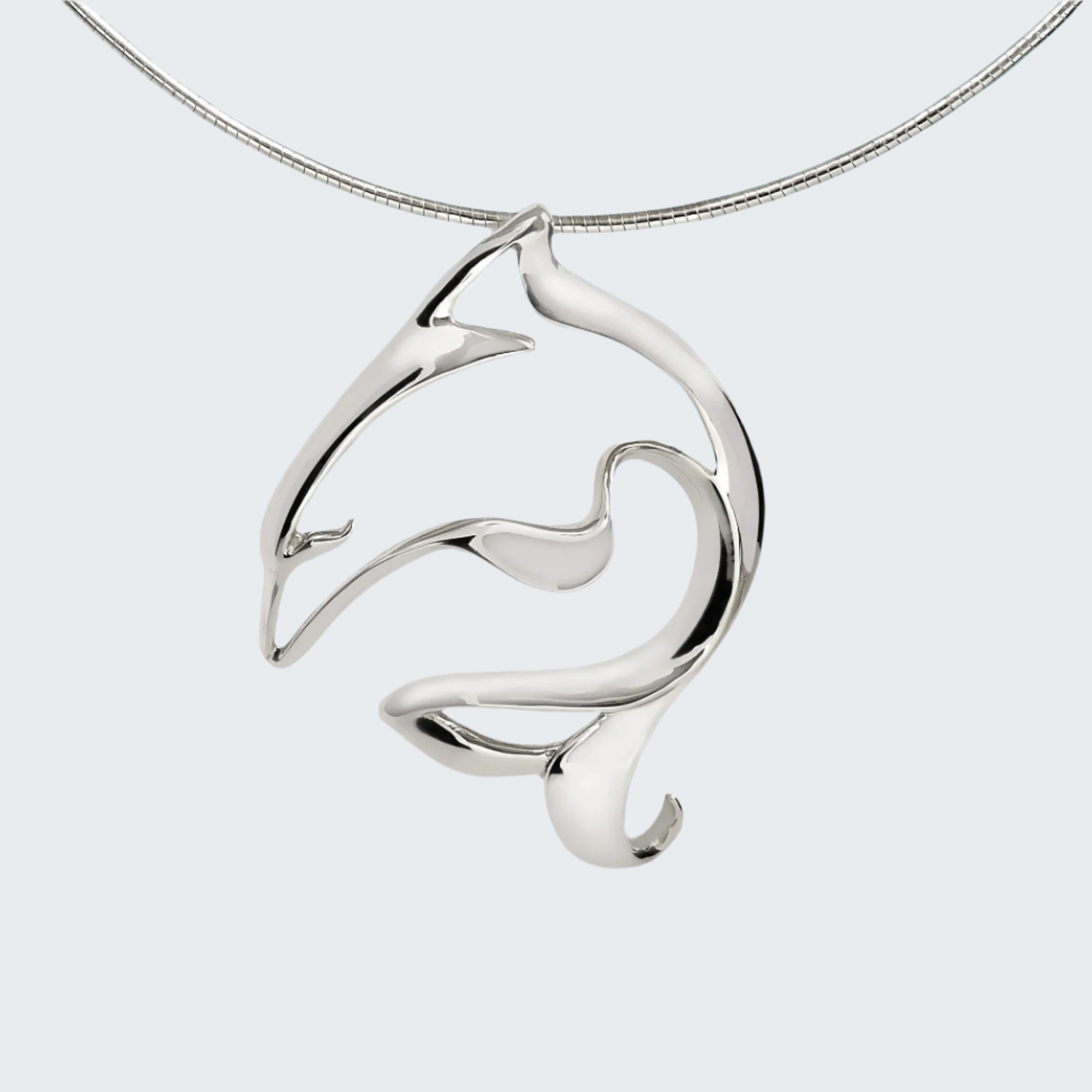 Dolphin Pendant Necklace Sterling Silver