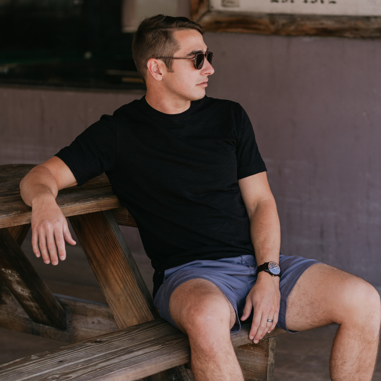 Solid Black Slub Pima Tee