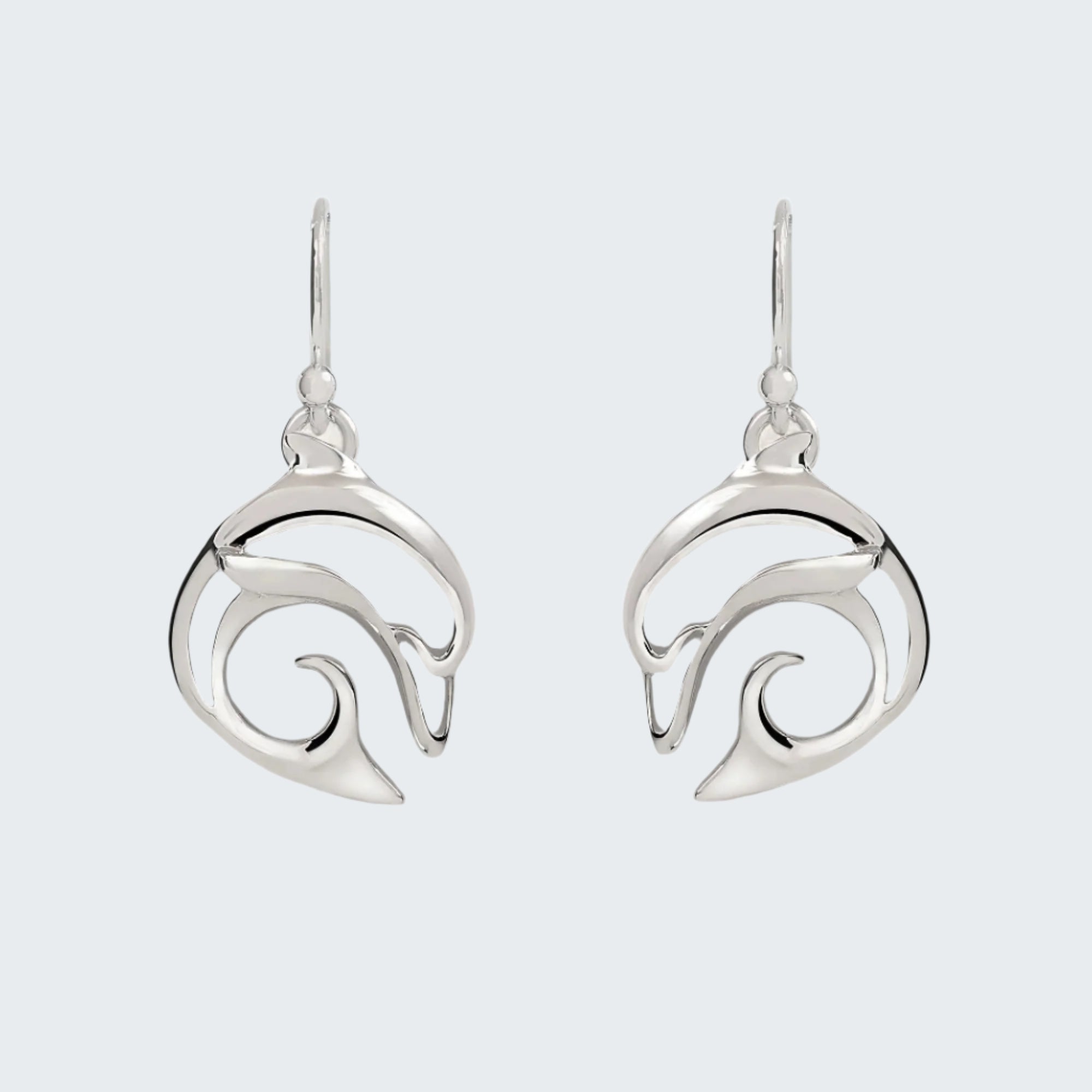 Dolphin Drop Earrings for Women Sterling Silver