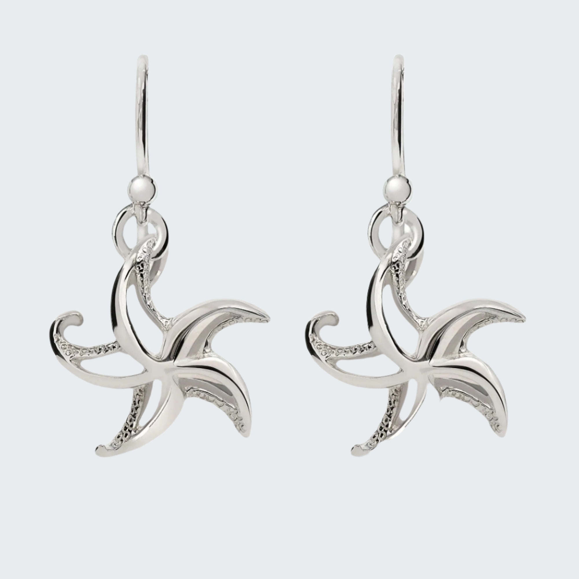Starfish Drop Earrings Sterling Silver