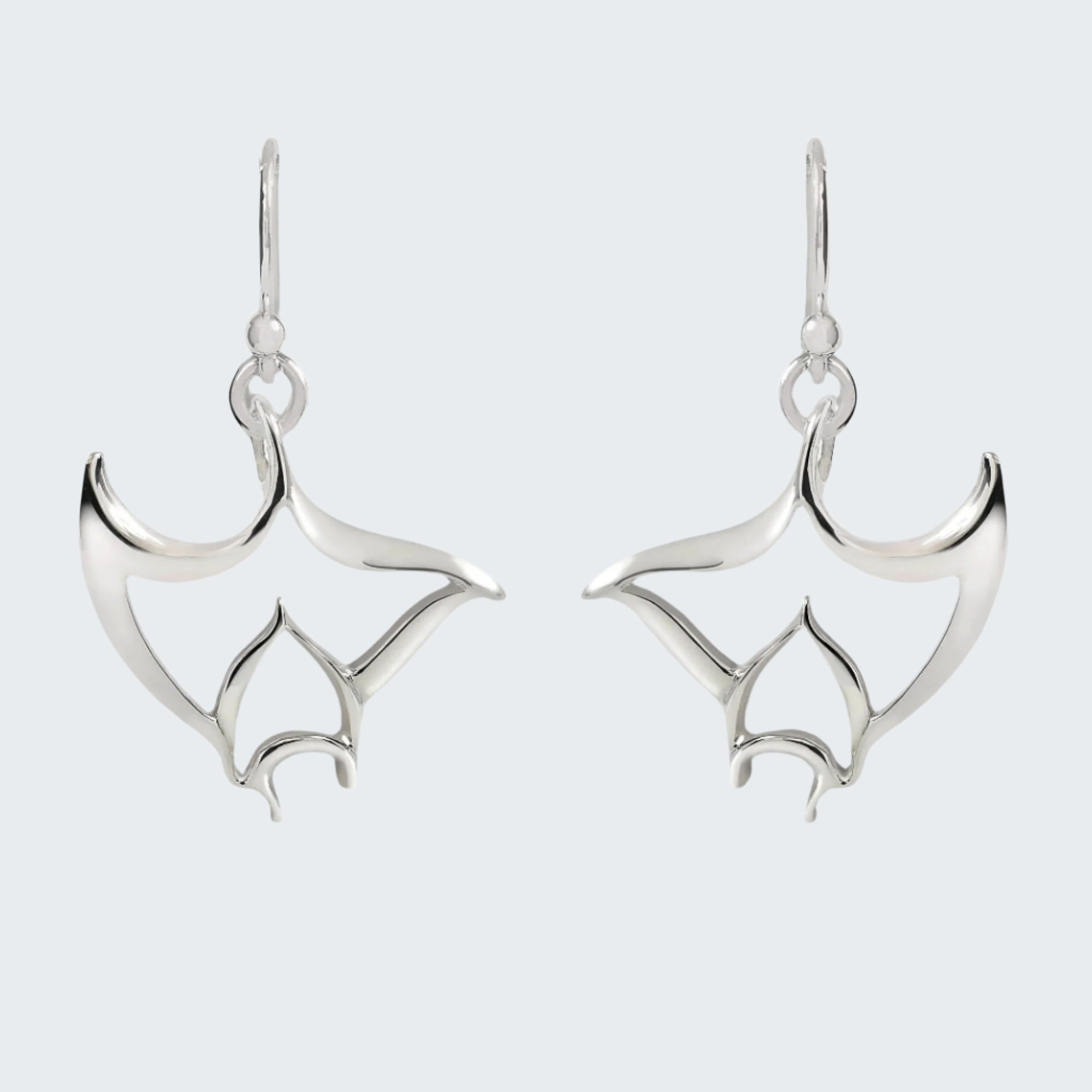 Stingray Drop Earrings Sterling Silver- Manta Ray Dangle Earrings, Stingray Charm Earrings, Manta Ray Dangle Earrings Sterling Silver