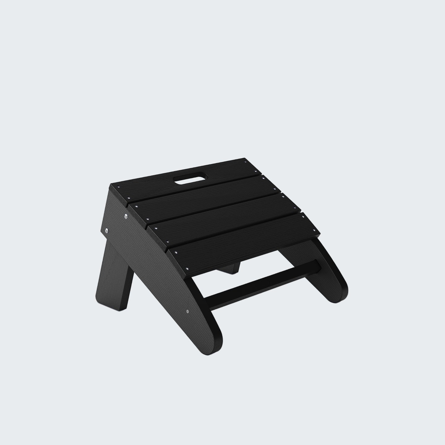 Black footstool on a white background