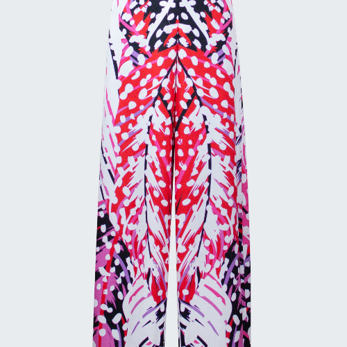 Colorful patterned pants on a white background