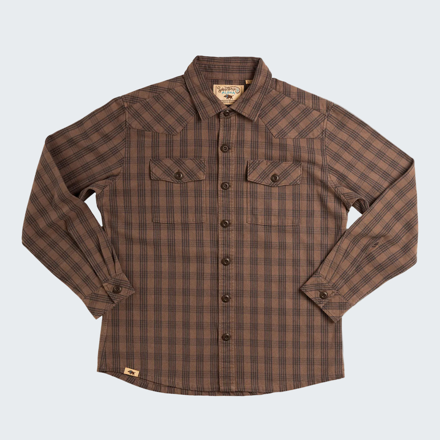 Brown plaid shirt on a white background