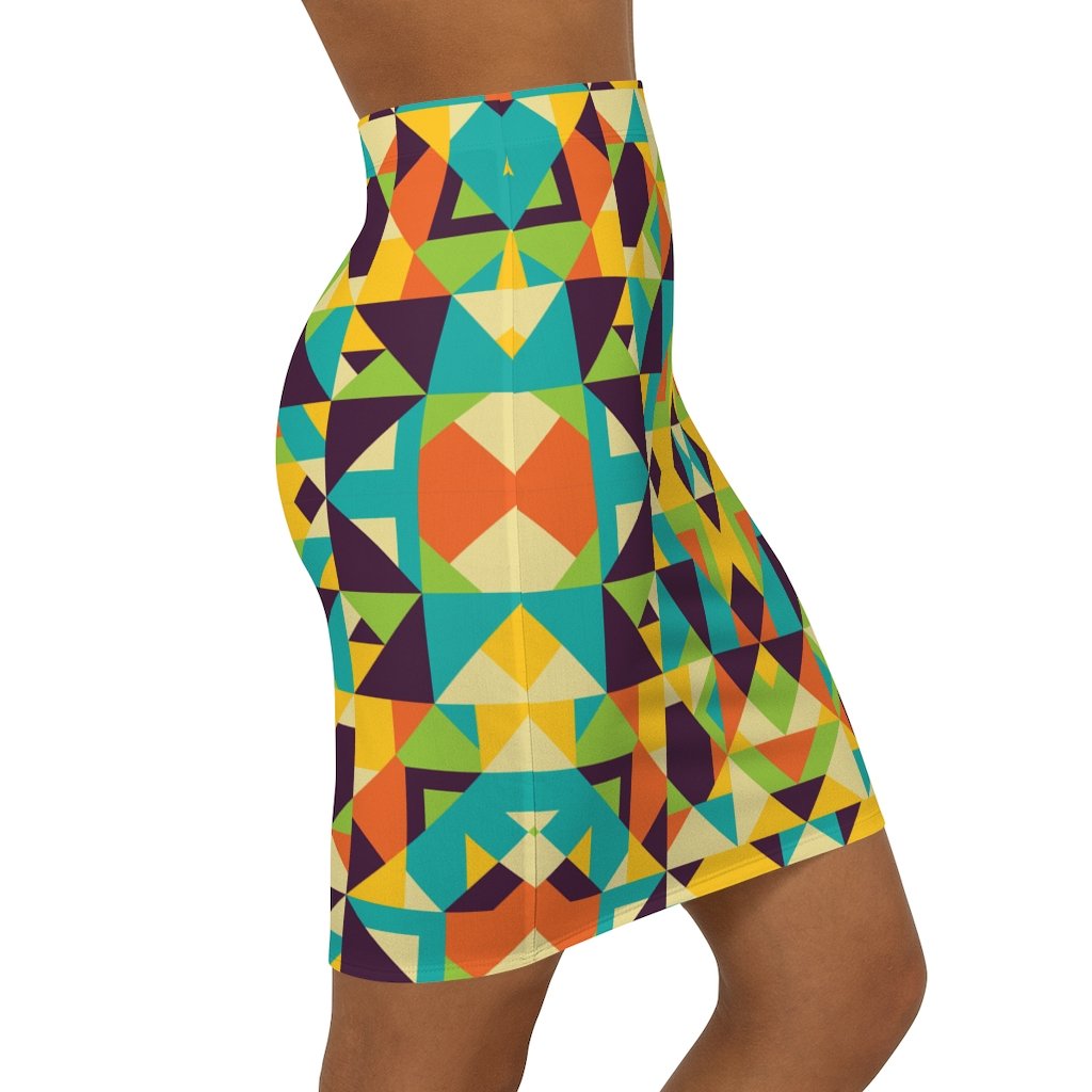 Yellow Multicolor Geometric Style Skirt