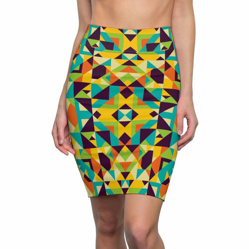 Yellow Multicolor Geometric Style Skirt
