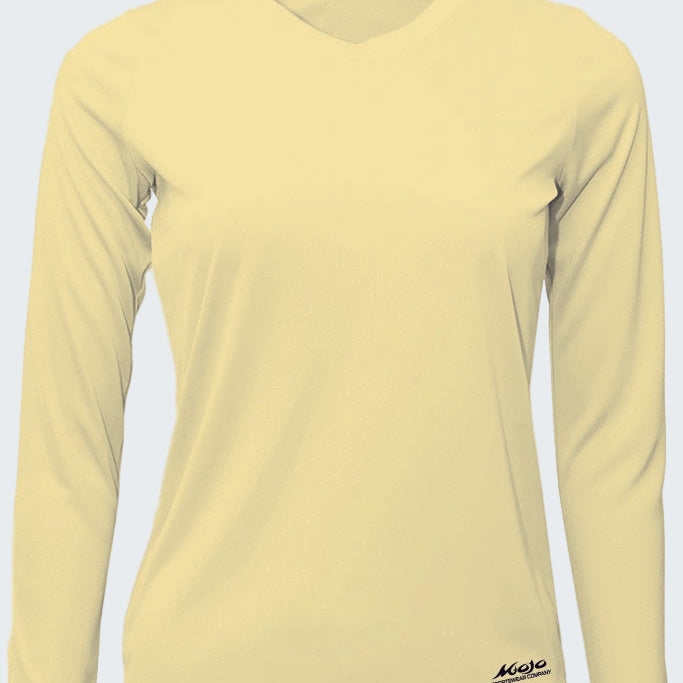 Yellow long-sleeve shirt on a white background