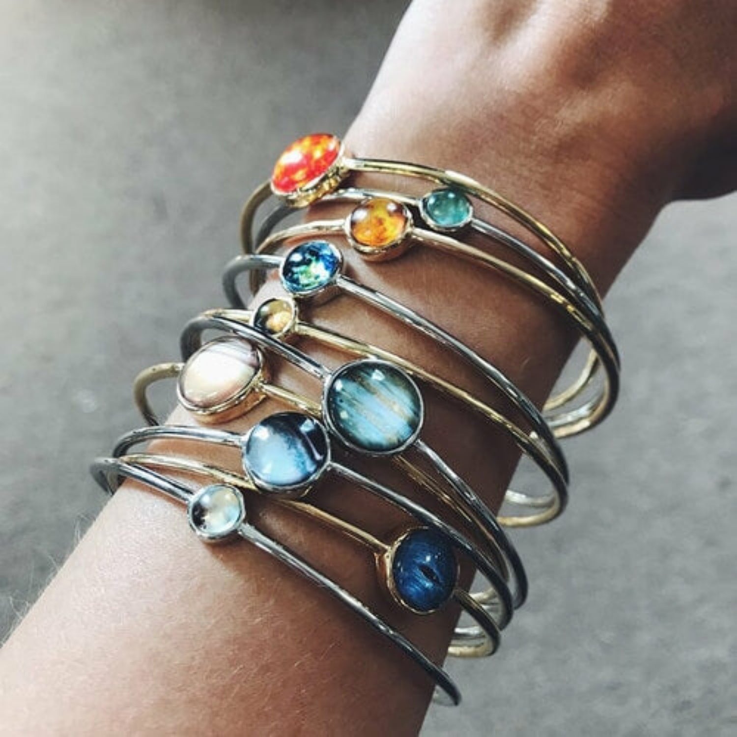 Yugen Solar System Stacked Bangle Set