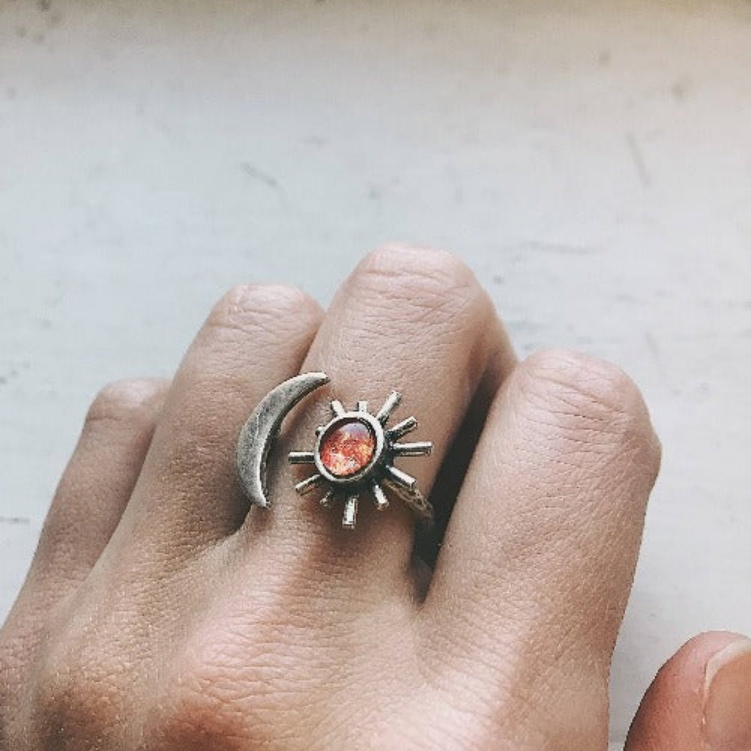 Yugen Sun and Moon Sculptural Statement Ring