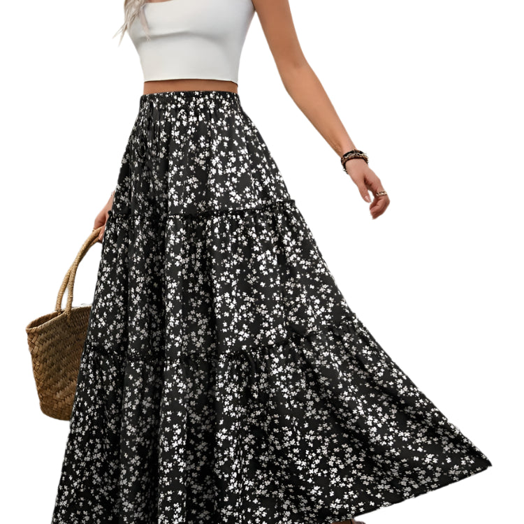 Tiered Floral Maxi Skirt