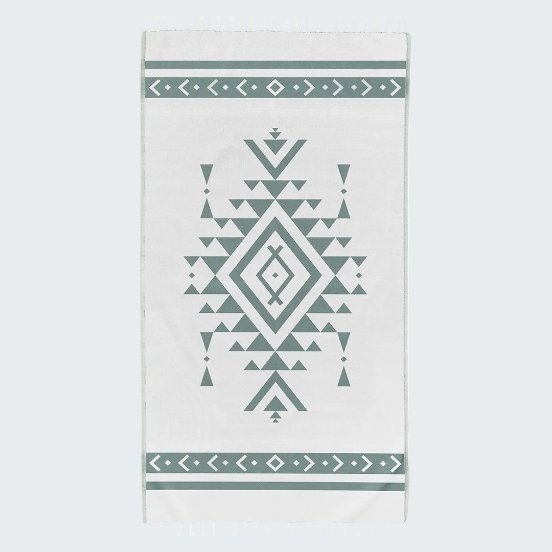 Towel with geometric pattern on a white background
