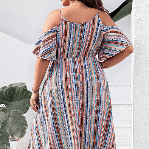 Striped Cold-Shoulder Dress
