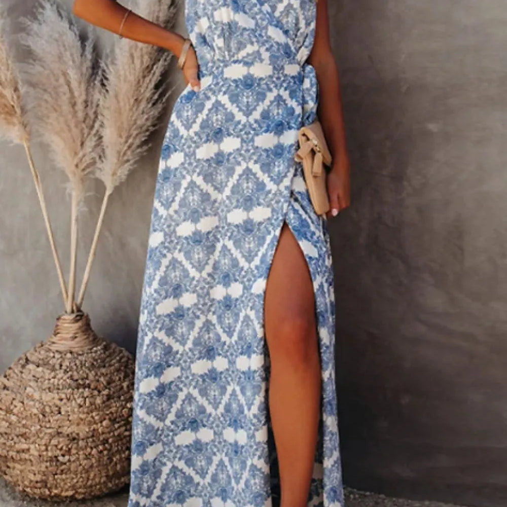 Printed Tied Maxi Cami Dress