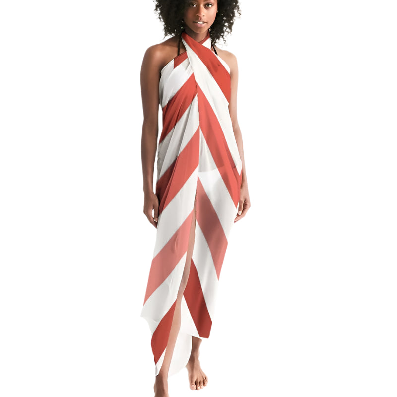 Sheer Herringbone Red Swimsuit Cover Up