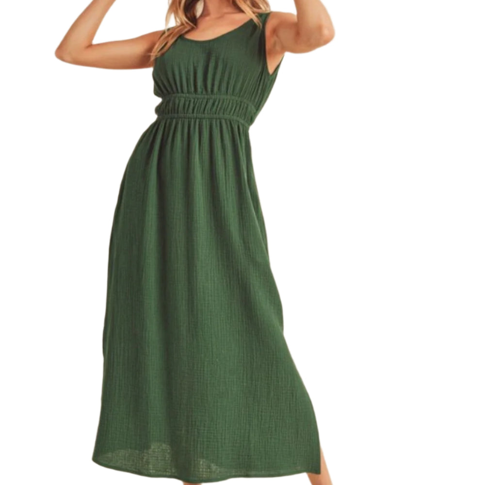 Aemi and Co Side Slit Round Neck Sleeveless Tank Dress
