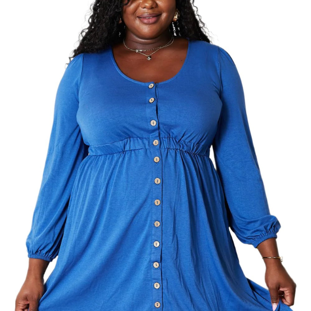 Double Take Scoop Neck Empire Waist Long Sleeve Magic Dress