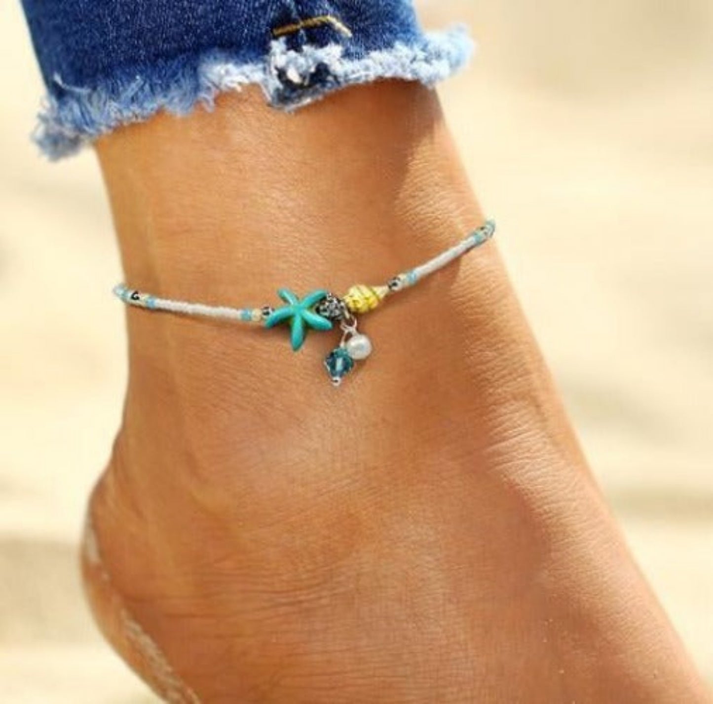 Beach Beaded Starfish Anklet