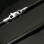 Black Neoprene Cord with Silver Clasp Necklace