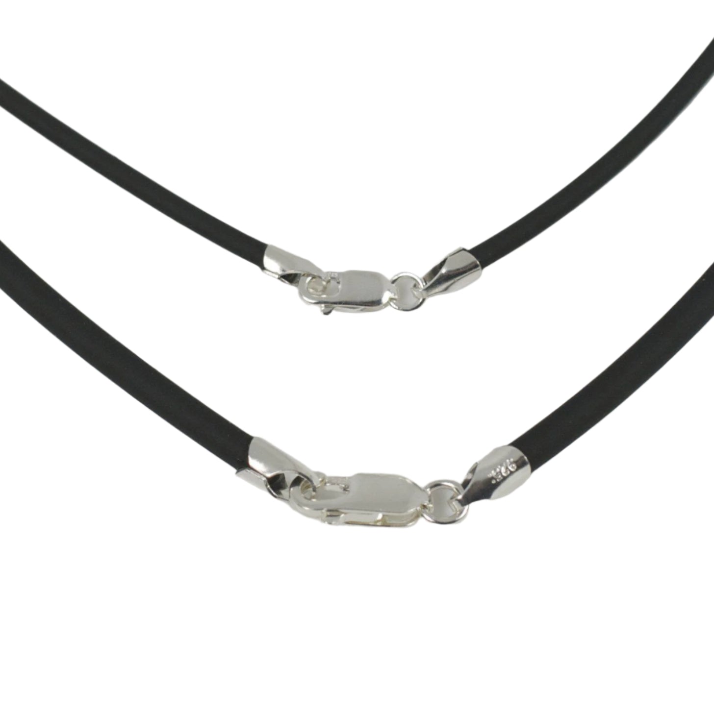 Black Neoprene Cord with Silver Clasp Necklace