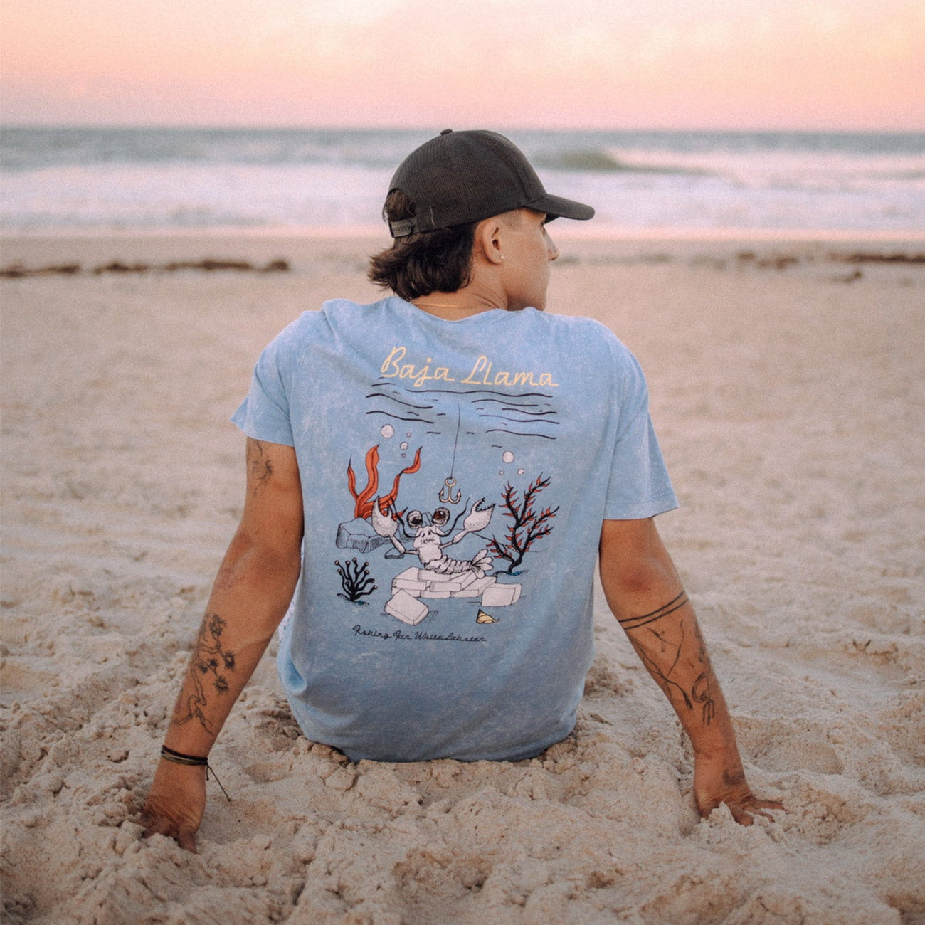 White Lobster Acid Wash Tee