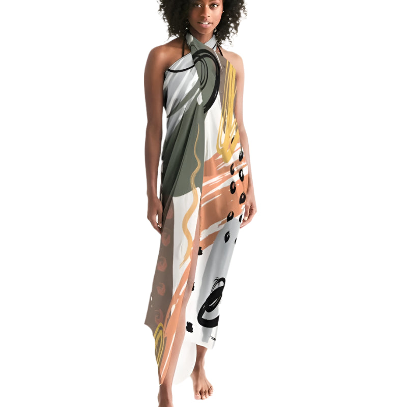Sheer Circular Multicolor Green Sarong