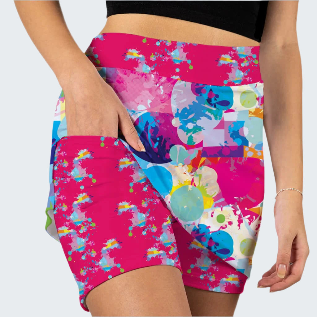 Colorful patterned shorts on a white background