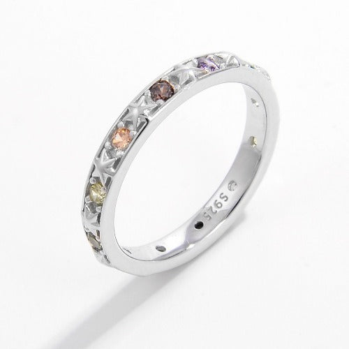 Sterling Silver Inlaid Zircon Ring