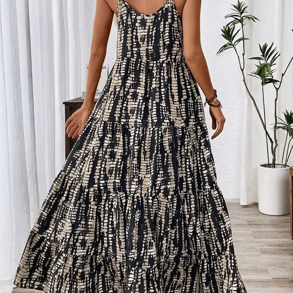 Printed Scoop Neck Maxi Cami Dress
