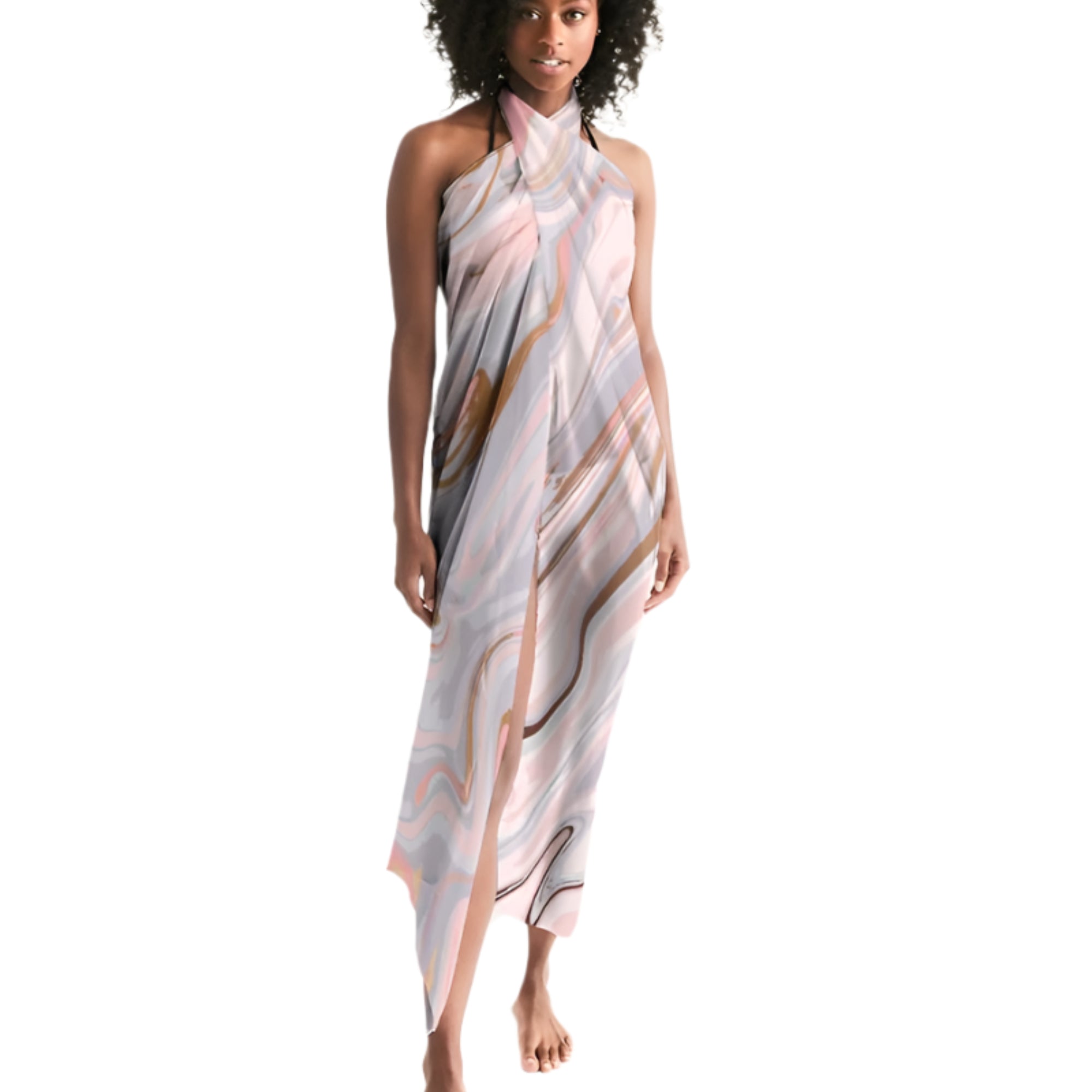 Sheer Love Marble Swimsuit Sarong