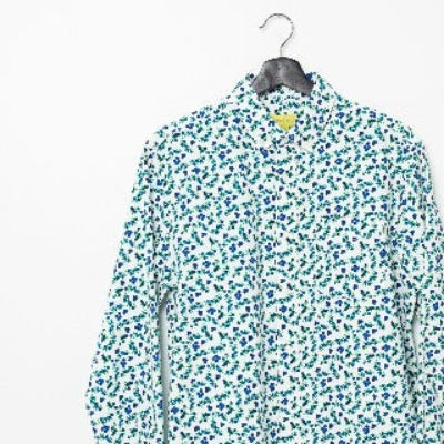 Blueberry Printed Casual Button-Down Long Sleeve Shirt