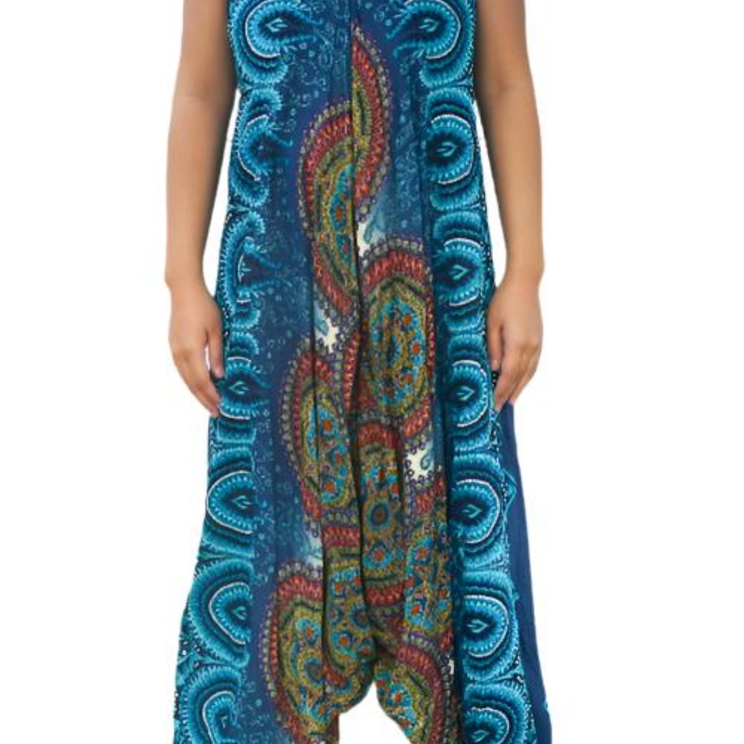 Teal Mandala Boho Hippie Jumpsuit