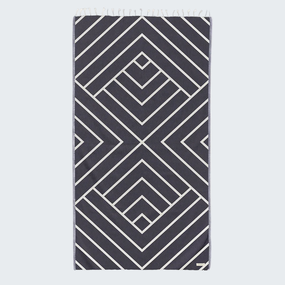 Towel with geometric pattern on a white background