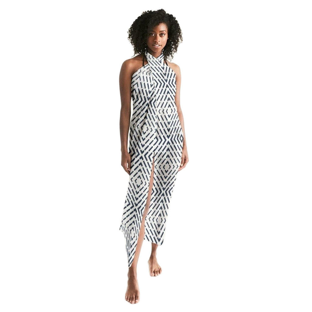 Sheer Abstract Black And White Sarong