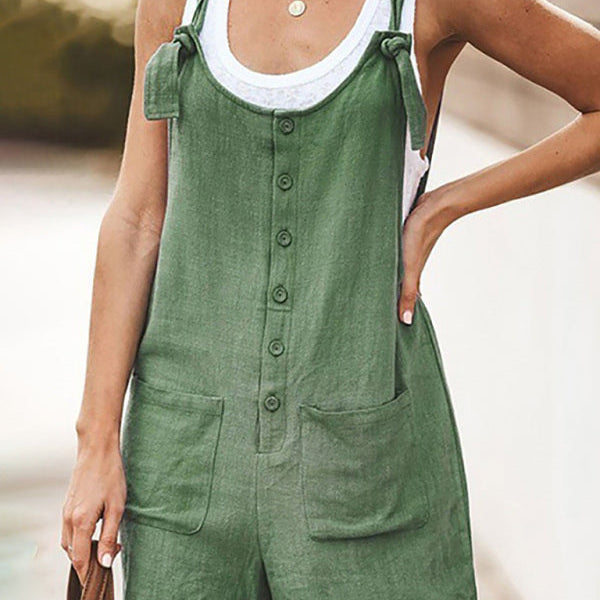 Daisy Cotton Linen Bib Shorts
