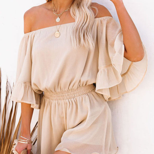 Short-Sleeved Loose Chiffon Jumpsuit