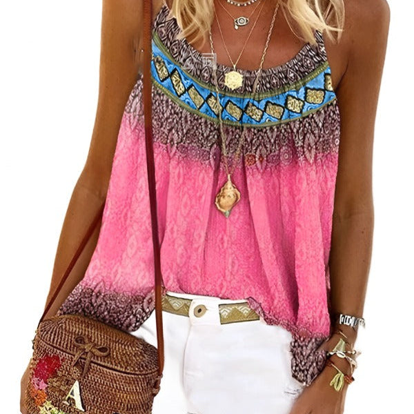 Round Neck Sling Hand-Painted T-Shirt