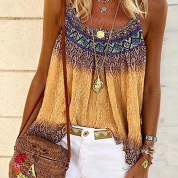 Round Neck Sling Hand-Painted T-Shirt