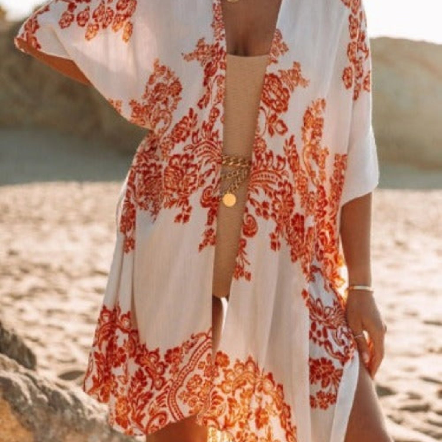 orange and white coverup