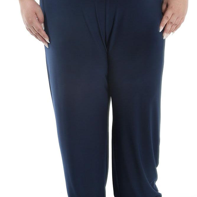 Vikki Vi Jersey Navy Petite Pull-On Pant