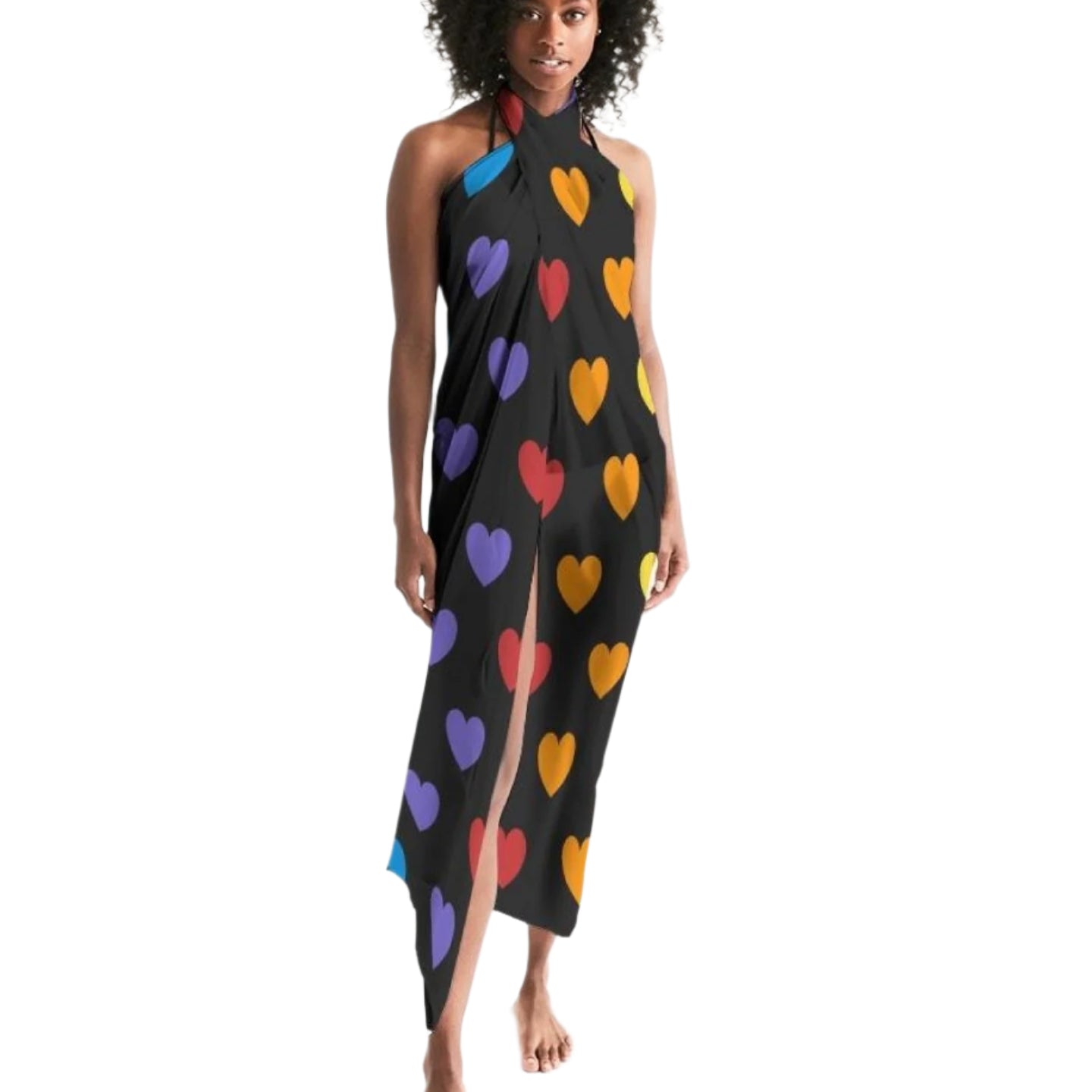 Sheer Rainbow Heart Swimsuit Sarong