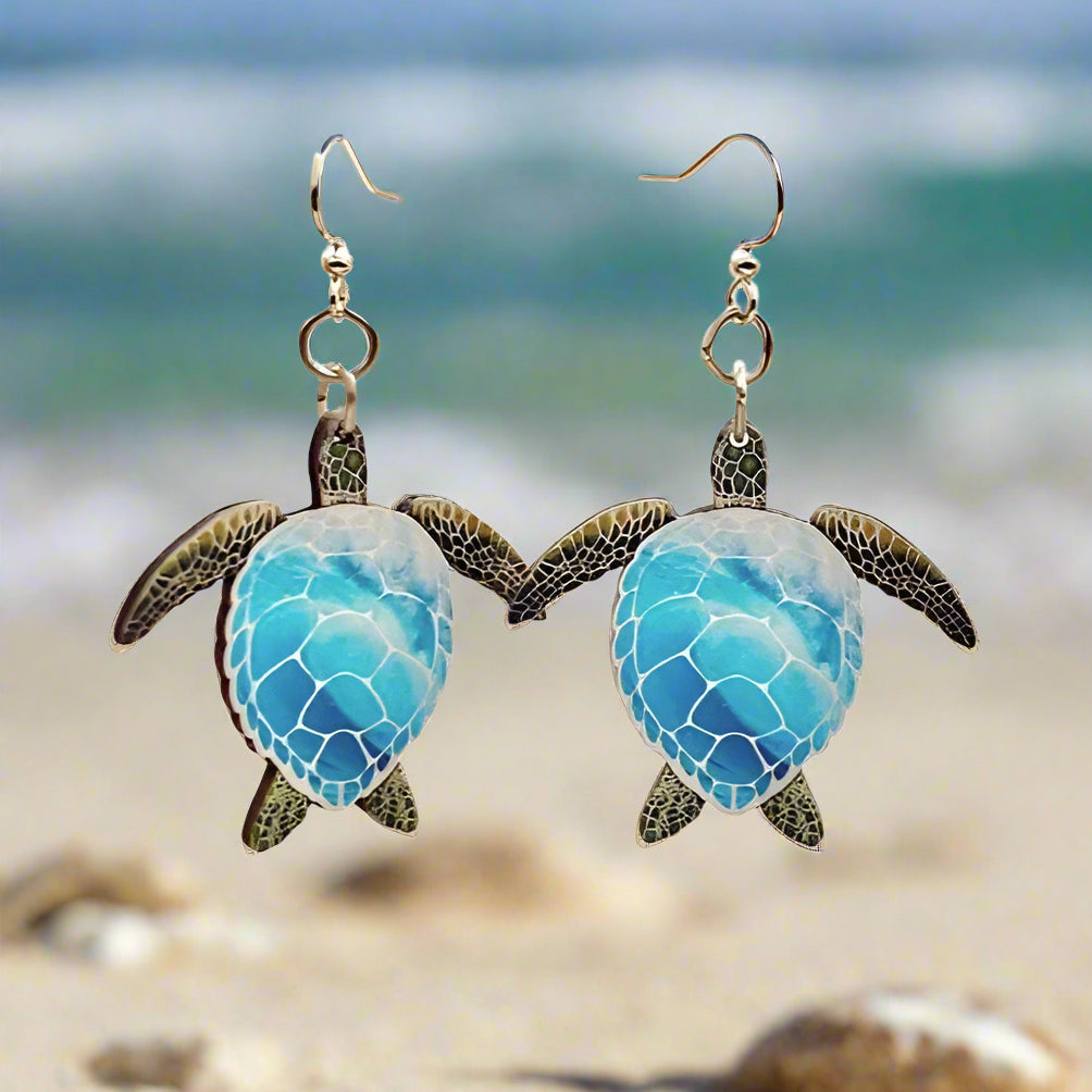 Blue Sea Turtle Earrings