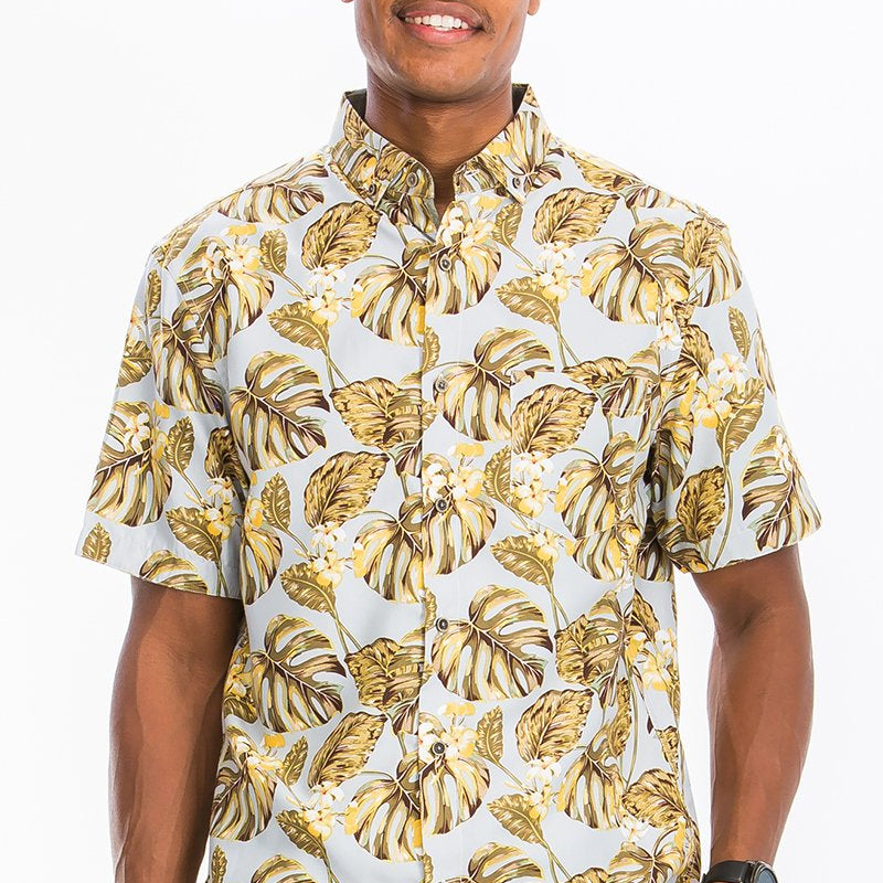 Gold Palm Hawaiian Button Down Shirt