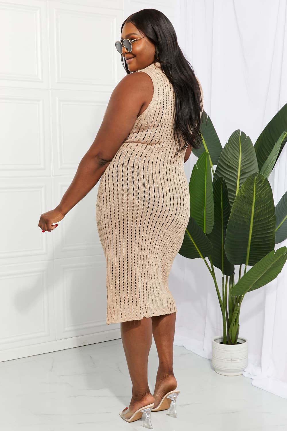 Openwork Johnny Collar Cover Up Dress - Sun of the Beach Boutique