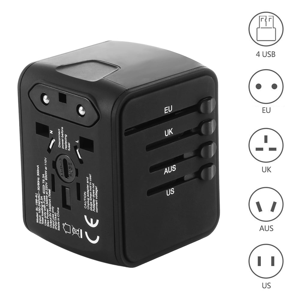 4 USB Ports Universal Travel Adapter All-In-One - Sun of the Beach Boutique