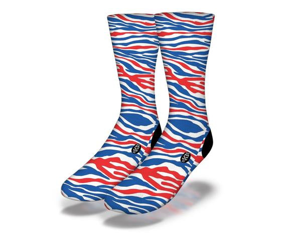 Blue Red Zebra Socks