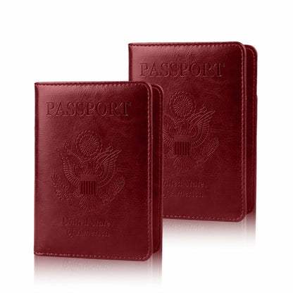 Leather Waterproof Passport Case Vaccine Card Slot