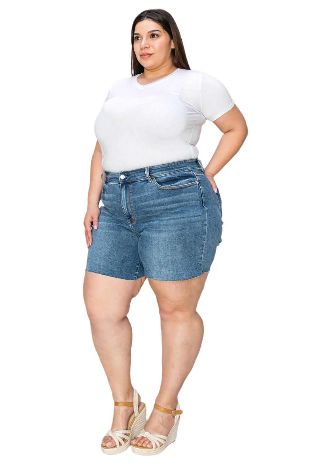 Judy Blue Full Size High Waist Slim Denim Shorts